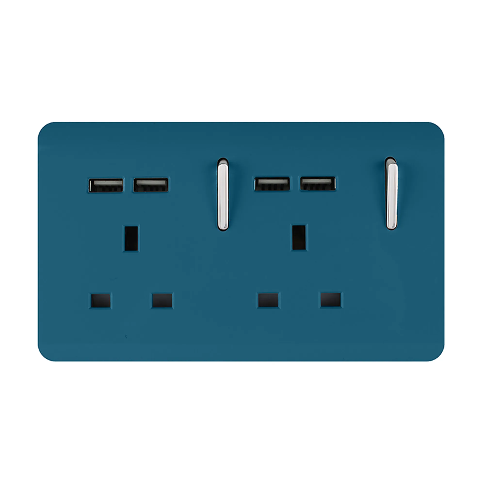 ART-SKT213USBOB  2 Gang 13Amp Switched Double Socket With 4X 2.1Mah USB Ocean Blue